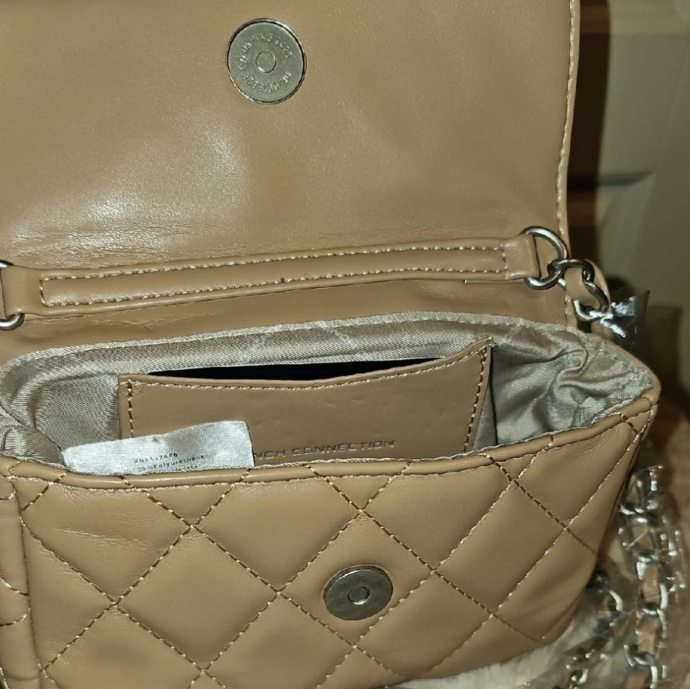 French Connection Beige Quilted Mini Bag - Picture 9 of 13